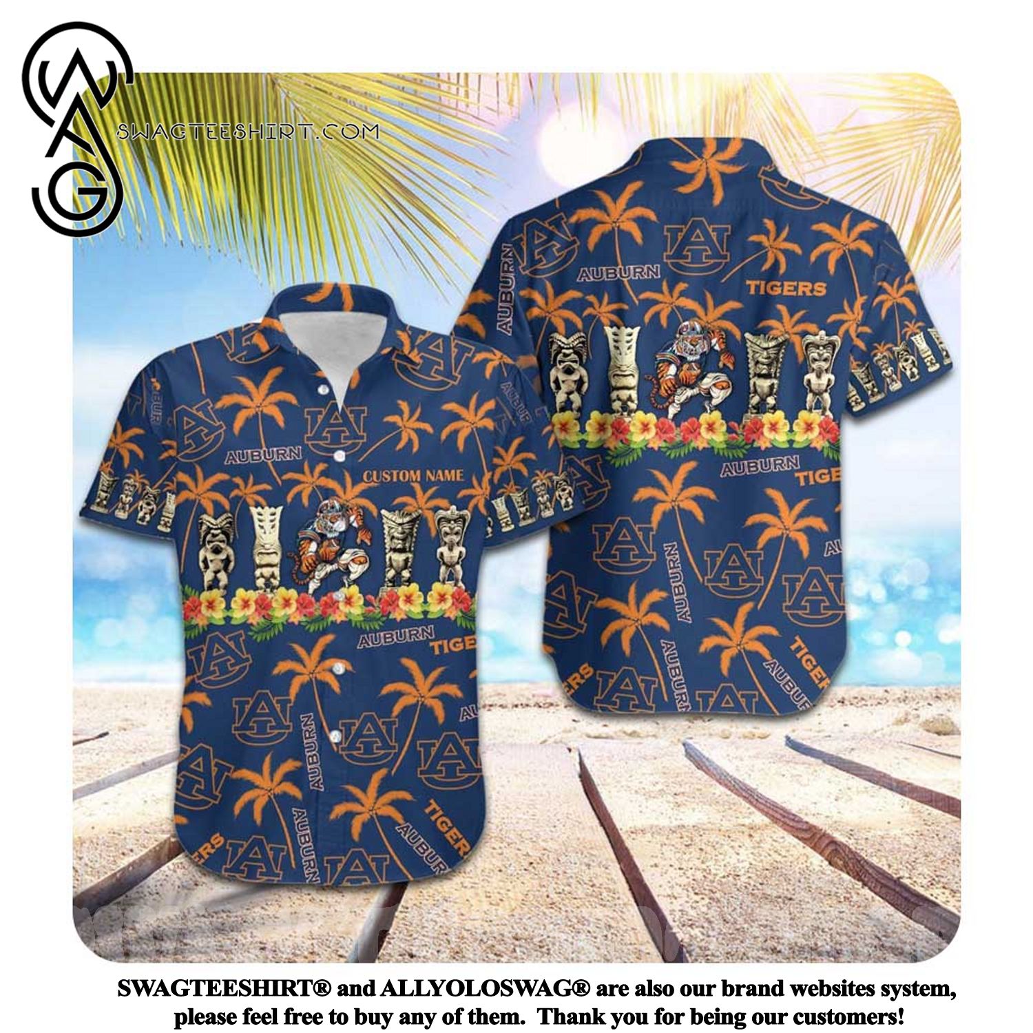 Nfl Auburn Tigers Custom Name Summer Hawaiian Shirt