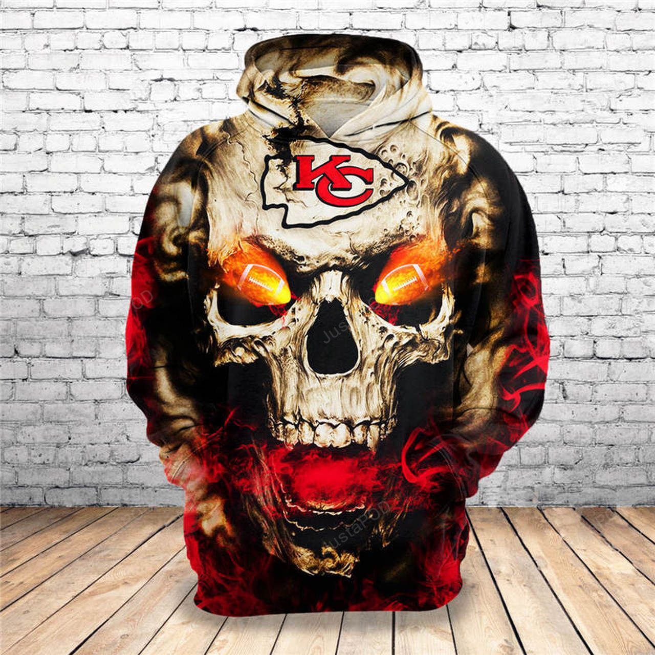 Nfl Kansas City Chiefs Skull 3D Hoodie Zip Hoodie