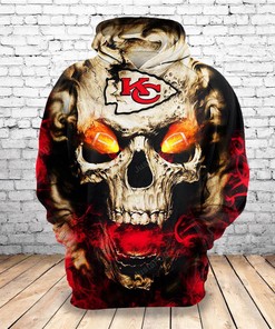 Nfl Kansas City Chiefs Skull 3D Hoodie Zip Hoodie