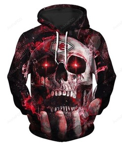 Nfl Kansas City Chiefs Team Neon Skull 3D Hoodie Zip Hoodie Style 5