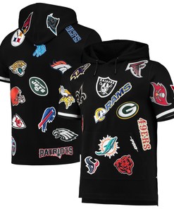 Nfl Pro Standard League Wordmark Short Sleeve Pullover Hoodie - Black