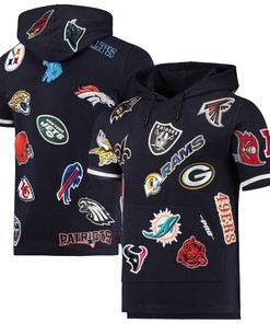 Nfl Pro Standard League Wordmark Short Sleeve Pullover Hoodie - Navy