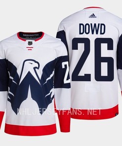 Nic Dowd 26 Washington Capitals 2023 Jersey Stadium White Primegreen
