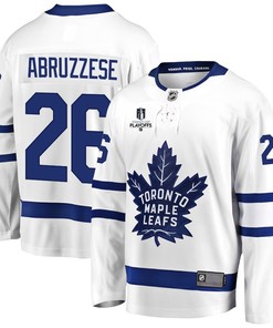 Nicholas Abruzzese 26 Toronto Maple Leafs Stanley Cup 2023 Playoffs Patch Away Breakaway Men Jersey - White