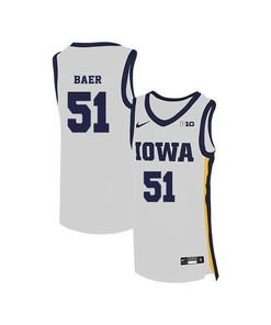 Nicholas Baer 51 Iowa Hawkeyes Elite Basketball Men Jersey - White