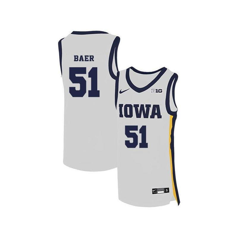 Nicholas Baer 51 Iowa Hawkeyes Elite Basketball Men Jersey - White