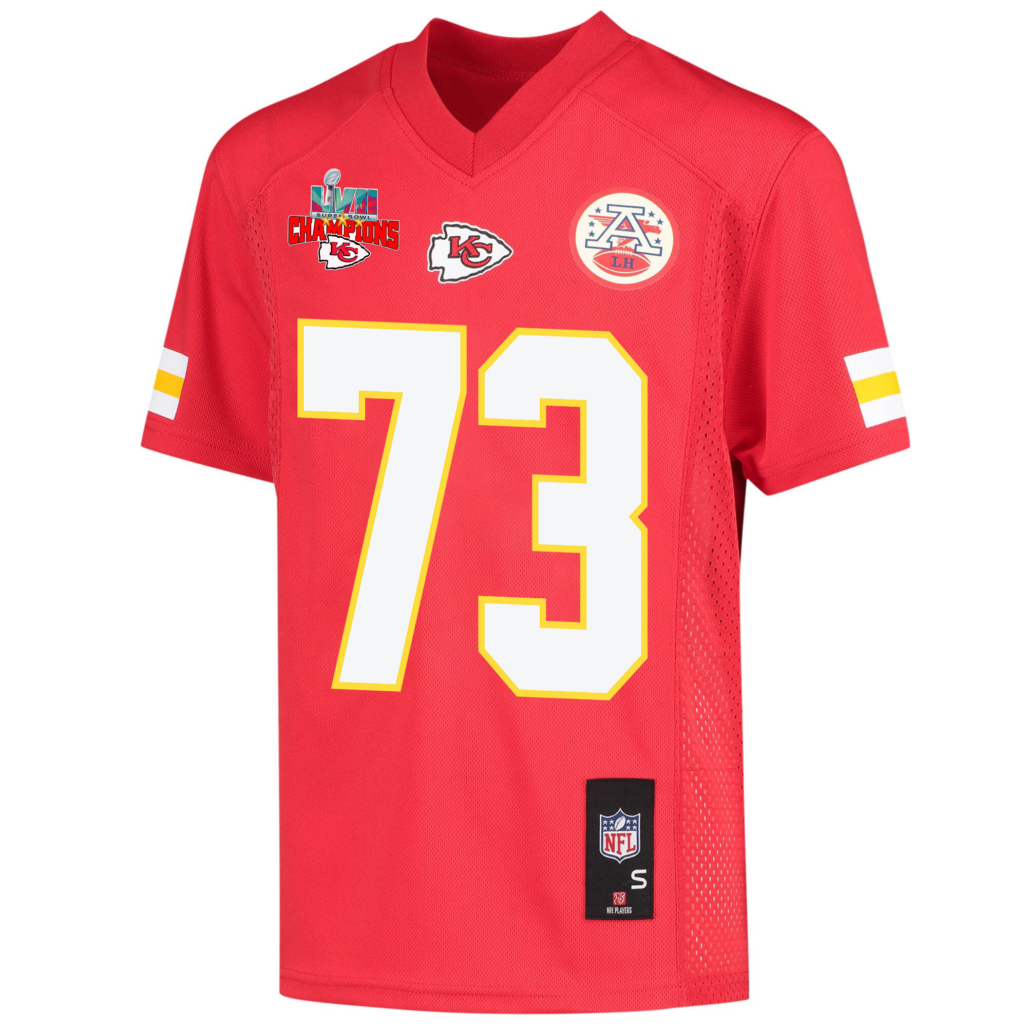 Nick Allegretti 73 Kansas City Chiefs Super Bowl LVII Champions 3 Stars Youth Game Jersey - Red