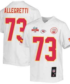Nick Allegretti 73 Kansas City Chiefs Super Bowl LVII Champions 3 Stars Youth Game Jersey - White