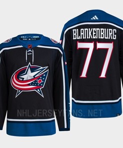 Nick Blankenburg 77 Reverse Retro 2.0 2022 Columbus Blue Jackets Navy Jersey Primegreen