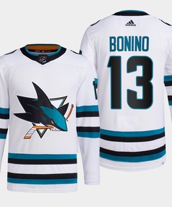 Nick Bonino 13 San Jose Sharks White Jersey 2022-23 Away Primegreen