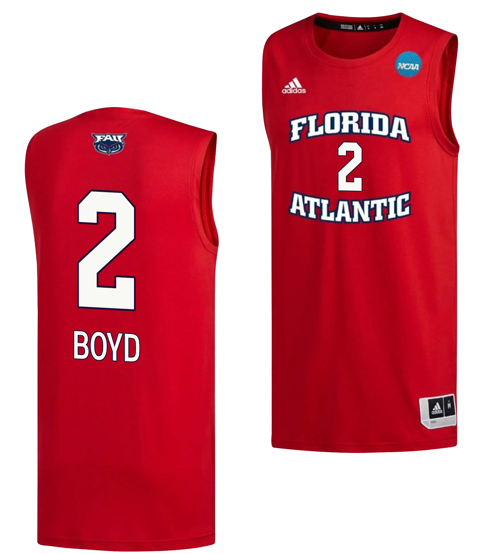 Nick Boyd 2 FAU Owls 2023 March Madness Basketball Men Jersey- Red