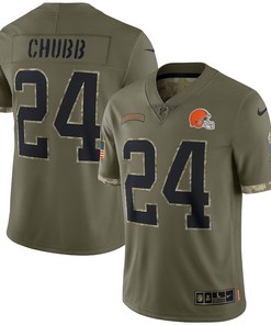 Nick Chubb Cleveland Browns 2022 Salute To Service Limited Jersey - Olive