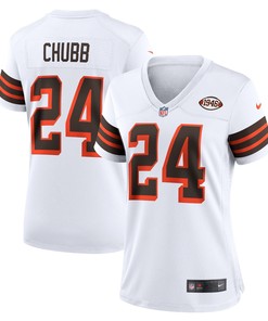 Nick Chubb Cleveland Browns Womens 1946 Collection Alternate Game Jersey - White Nfl