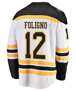 Nick Foligno 12 Boston Bruins Stanley Cup 2023 Playoffs Patch Away Breakaway Men Jersey - White
