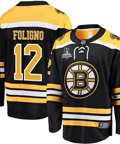 Nick Foligno 12 Boston Bruins Stanley Cup 2023 Playoffs Patch Home Breakaway Men Jersey - Black