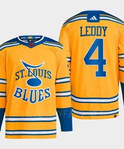 Nick Leddy 4 Reverse Retro 2.0 2022 St. Louis Blues Yellow Jersey Primegreen