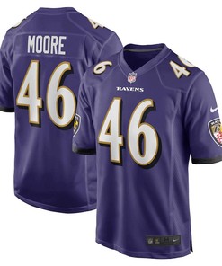 Nick Moore 46 Baltimore Ravens Game Jersey - Purple