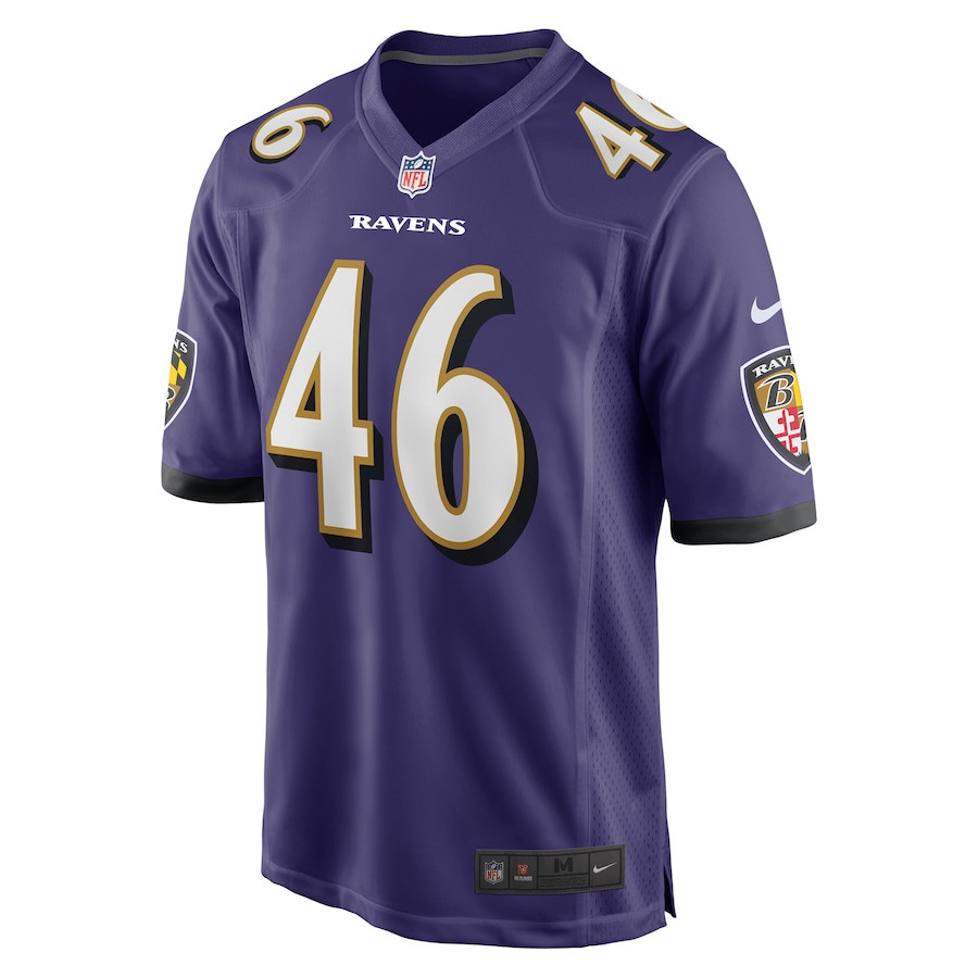Nick Moore 46 Baltimore Ravens Game Jersey - Purple