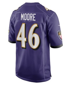 Nick Moore 46 Baltimore Ravens Game Jersey - Purple