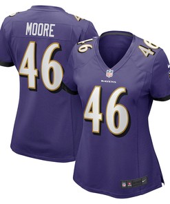 Nick Moore 46 Baltimore Ravens Women's Game Player Jersey - Purple