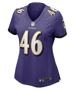 Nick Moore 46 Baltimore Ravens Women's Game Player Jersey - Purple