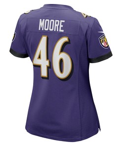 Nick Moore 46 Baltimore Ravens Women's Game Player Jersey - Purple