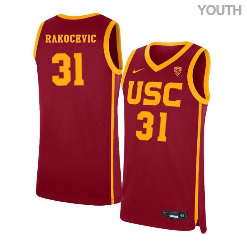 Nick Rakocevic 31 USC Trojans Elite Basketball Youth Jersey - Red
