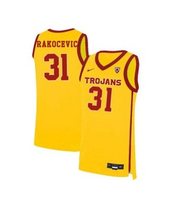 Nick Rakocevic 31 USC Trojans Elite Men Jersey Basketball - Yellow