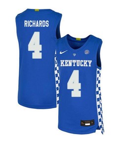 Nick Richards 4 Kentucky Wildcats Elite Basketball Men Jersey - Royal Blue