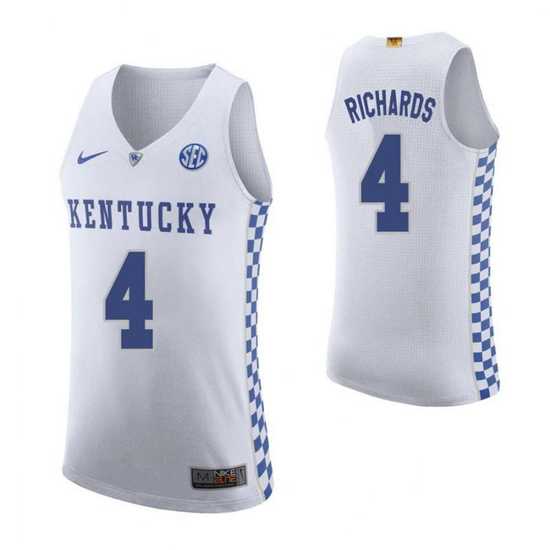 Nick Richards 4 Kentucky Wildcats Elite Basketball Road Men Jersey - White
