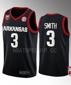 Nick Smith 3 Arkansas Razorbacks Black Jersey 2022-23 100 Season College Basketball