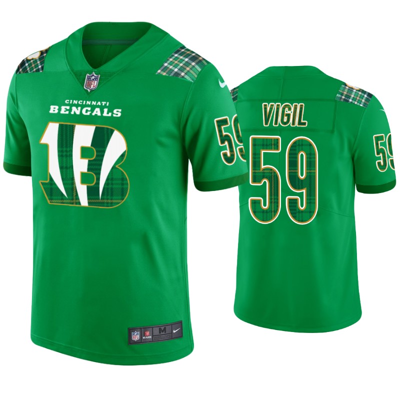Nick Vigil Cincinnati Bengals #59 Jersey St. Patricks Day Kelly Green Lucky - Men