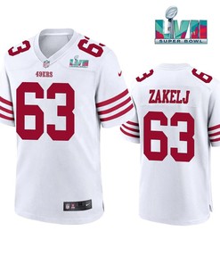 Nick Zakelj 63 San Francisco 49Ers Super Bowl LVII White Jersey