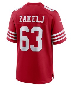Nick Zakelj 63 San Francisco 49ers Game Player Jersey - Scarlet