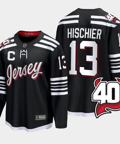 Nico Hischier 13 New Jersey Devils 2022-23 40th Anniversary Alternate Black Jersey