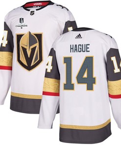 Nicolas Hague 14 Vegas Golden Knights Stanley Cup 2023 Champions Patch Away Breakaway Men Jersey - White