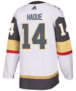 Nicolas Hague 14 Vegas Golden Knights Stanley Cup 2023 Champions Patch Away Breakaway Men Jersey - White