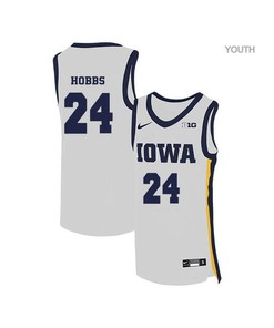 Nicolas Hobbs 24 Iowa Hawkeyes Elite Basketball Youth Jersey - White