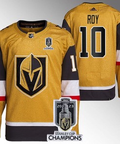 Nicolas Roy 10 Vegas Golden Knights 2023 Stanley Cup Champions Patch Breakaway Home Jersey - Gold