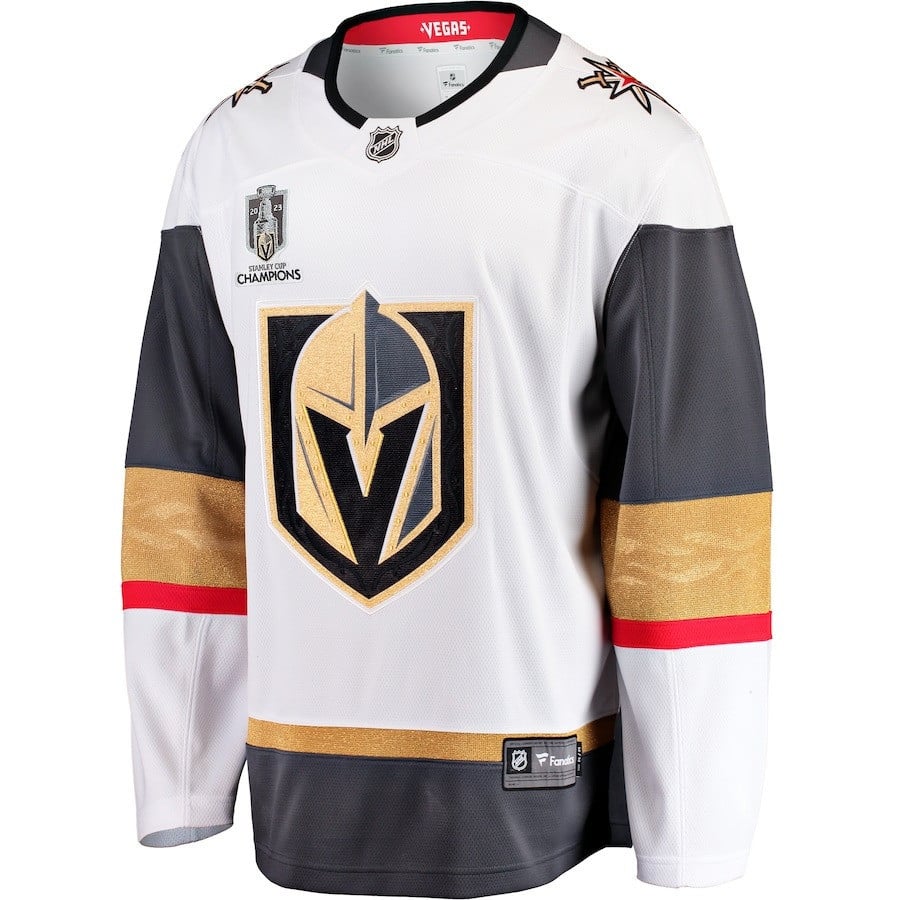 Nicolas Roy 10 Vegas Golden Knights 2023 Stanley Cup Champions Patch Breakaway Jersey - White