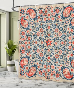 Night Blue Paisley Shower Curtain, Floral Ornate Pattern Cultural Persian Middle Eastern, Bathroom Decor 