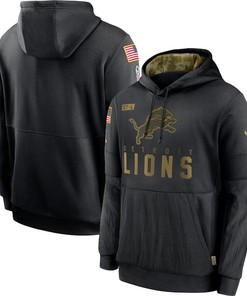 Nike Detroit Lions Black 2020 Salute To Service Sideline Performance Pullover Hoodie