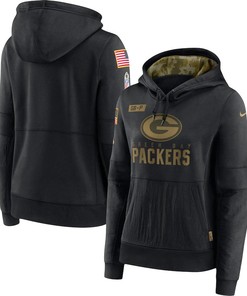 Nike Green Bay Packers Womens Black 2020 Salute To Service Performance Pullover Hoodie