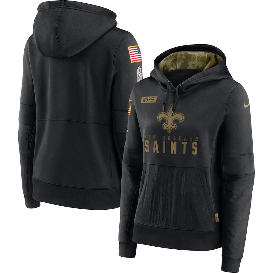 Nike New Orleans Saints Womens Black 2020 Salute To Service Performance Pullover Hoodie