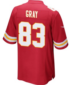 Noah Gray 83 Kansas City Chiefs Super Bowl LVII Champions 3 Stars Men Game Jersey - Red