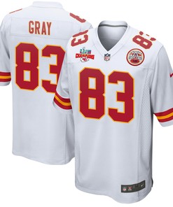 Noah Gray 83 Kansas City Chiefs Super Bowl LVII Champions 3 Stars Men Game Jersey - White