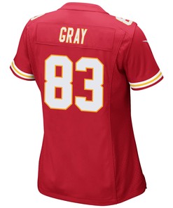 Noah Gray 83 Kansas City Chiefs Super Bowl LVII Champions 3 Stars Women Game Jersey - Red