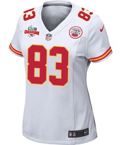 Noah Gray 83 Kansas City Chiefs Super Bowl LVII Champions 3 Stars Women Game Jersey - White
