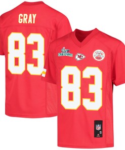 Noah Gray 83 Kansas City Chiefs Super Bowl LVII Champions Youth Game Jersey - Red