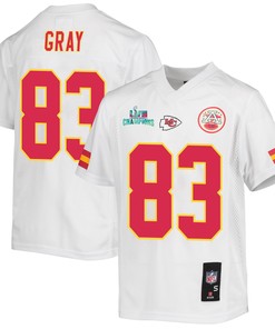 Noah Gray 83 Kansas City Chiefs Super Bowl LVII Champions Youth Game Jersey - White